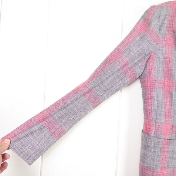 Halogen Blazer Womens SZ M Plaid Gray/Pink Single Button Business Casual Career - Picture 5 of 10